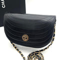 Chanel Chain Shoulder Lambskin Black CC Logo Half Moon