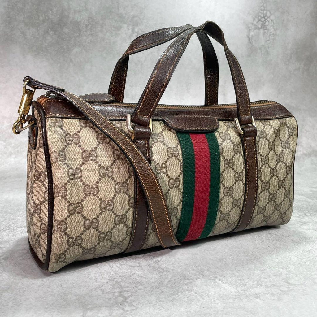 Gucci GG Sherry Line 2-Way Boston Bag Brown
