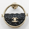 Chanel Brooch CC Logo Gold Quilted Bag