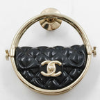 Chanel Brooch CC Logo Gold Quilted Bag