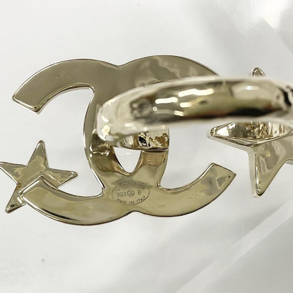 Chanel CC Logo Star Rhinestone Ring Gold — view 4