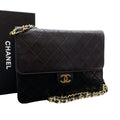 Chanel Quilted Lambskin CC Logo Chain Shoulder Bag Black
