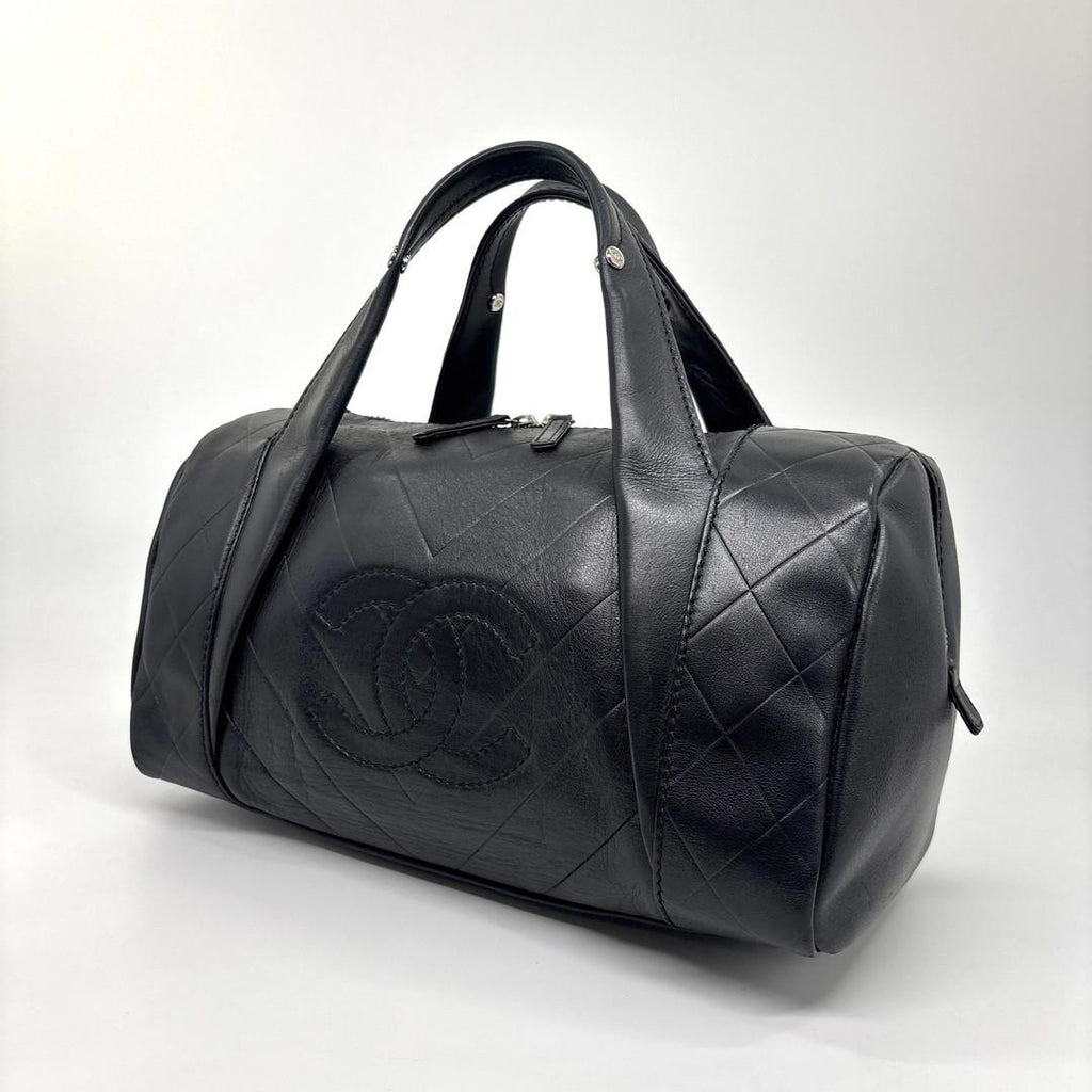Chanel Super Chez Blanc Lambskin Mini Boston Bag Black — view 2
