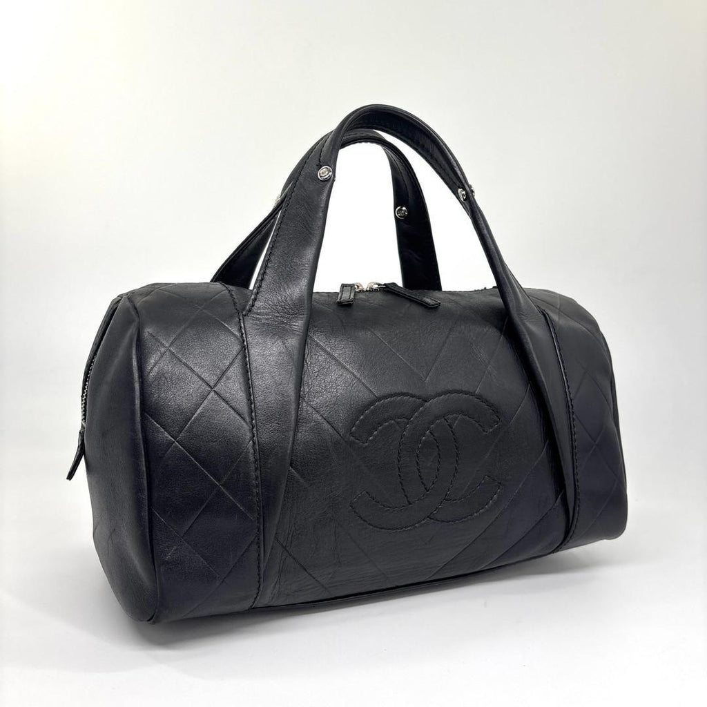 Chanel Super Chez Blanc Lambskin Mini Boston Bag Black — view 3
