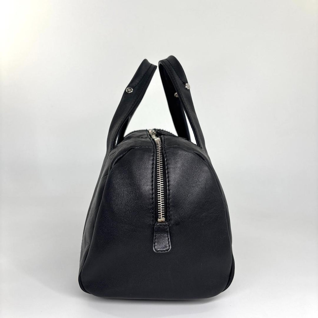 Chanel Super Chez Blanc Lambskin Mini Boston Bag Black — view 4