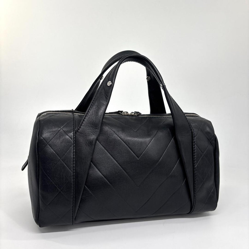 Chanel Super Chez Blanc Lambskin Mini Boston Bag Black — view 5
