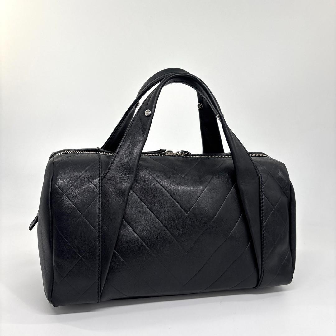 Chanel Super Chez Blanc Lambskin Mini Boston Bag Black — view 5