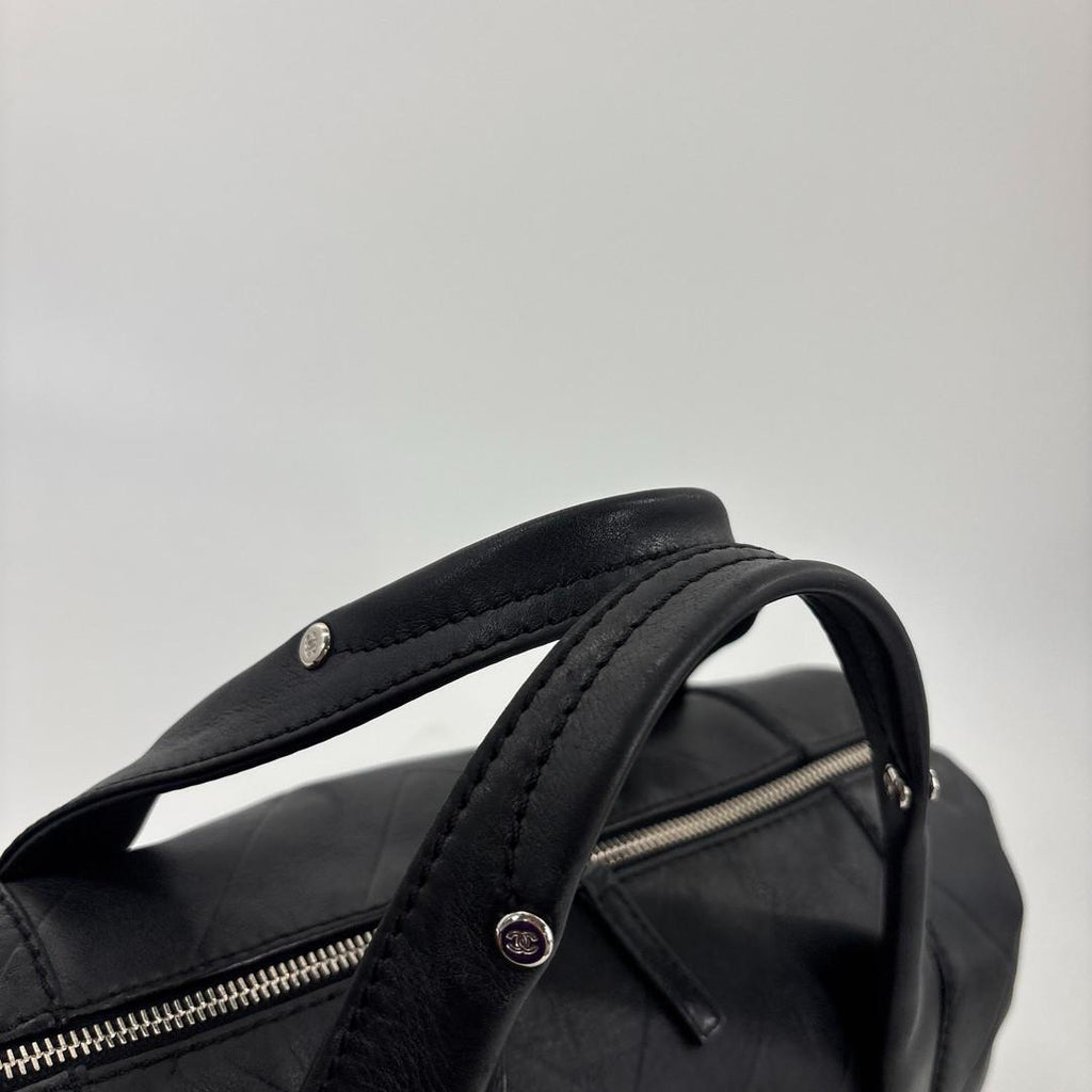 Chanel Super Chez Blanc Lambskin Mini Boston Bag Black — view 6