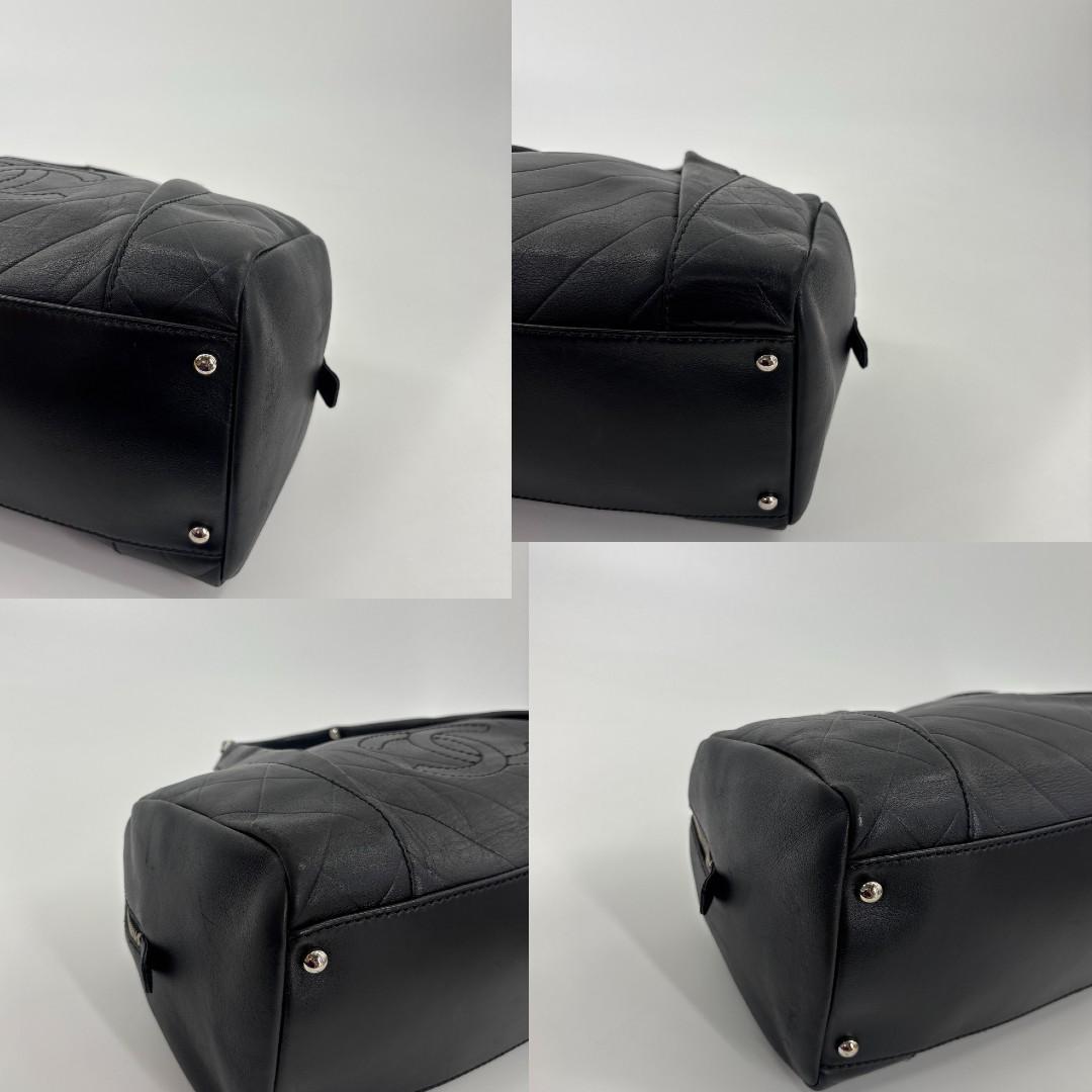 Chanel Super Chez Blanc Lambskin Mini Boston Bag Black — view 9