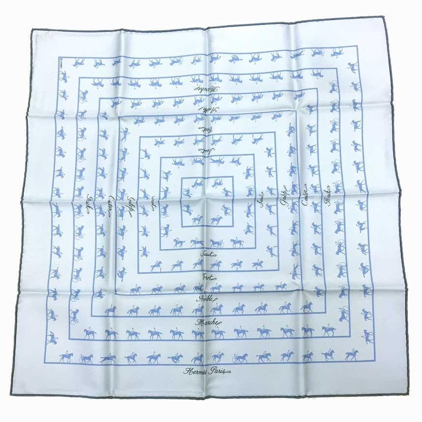 Hermes Scarf Horse Pattern Blue