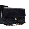 Chanel Quilted Lambskin Chain Shoulder Bag CC Logo Black