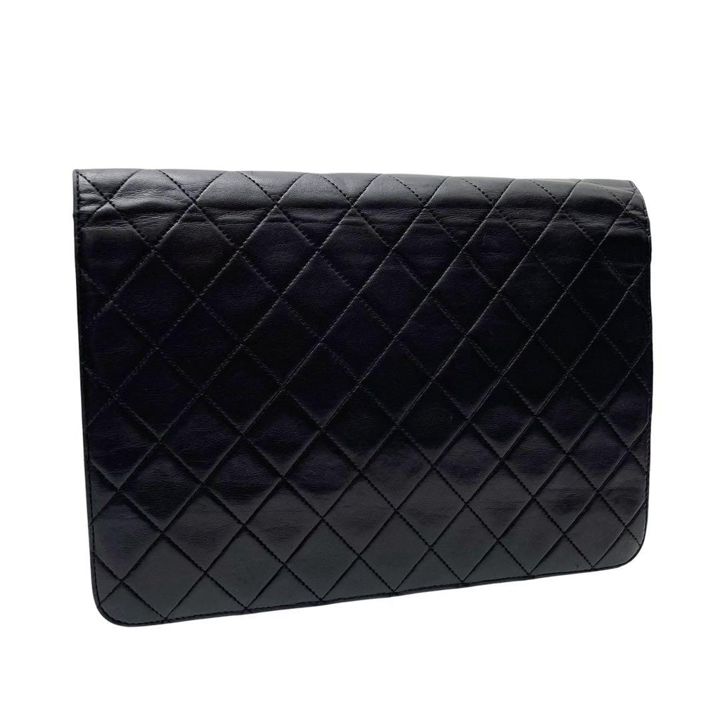 Chanel Quilted Lambskin Chain Shoulder Bag CC Logo Black — view 2