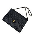 Chanel Quilted Lambskin Chain Shoulder Bag CC Logo Black — view 3