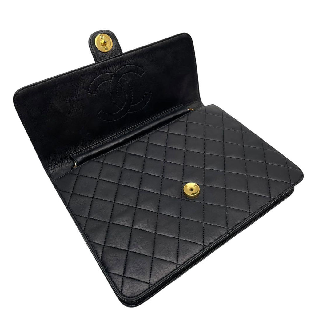 Chanel Quilted Lambskin Chain Shoulder Bag CC Logo Black — view 7