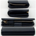 Prada Saffiano Bifold Navy Compact Leather L Shape Wallet — view 4