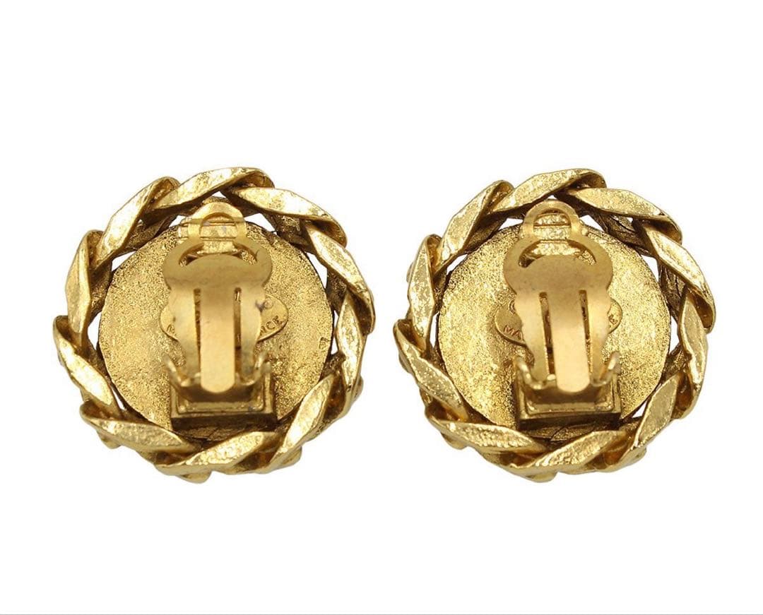 Chanel CC Logo Rhinestone Round Earrings — view 2