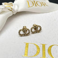 Dior Clair de Lune CD Logo Rhinestone Earrings