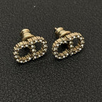Dior Clair de Lune CD Logo Rhinestone Earrings — view 3