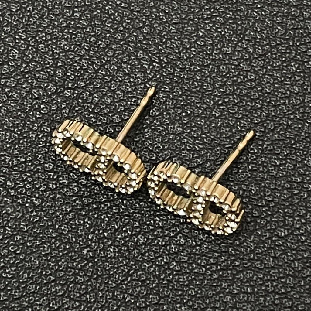 Dior Clair de Lune CD Logo Rhinestone Earrings — view 7