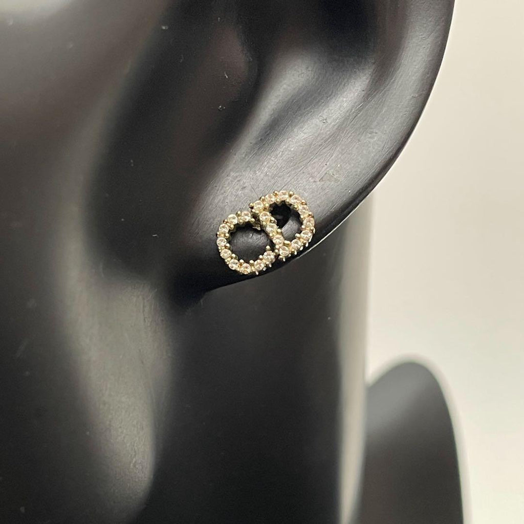 Dior Clair de Lune CD Logo Rhinestone Earrings — view 8