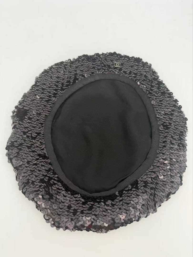 Chanel Sequin Beret Black Hat — view 2