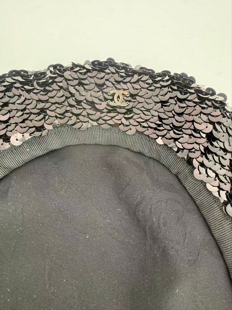 Chanel Sequin Beret Black Hat — view 3