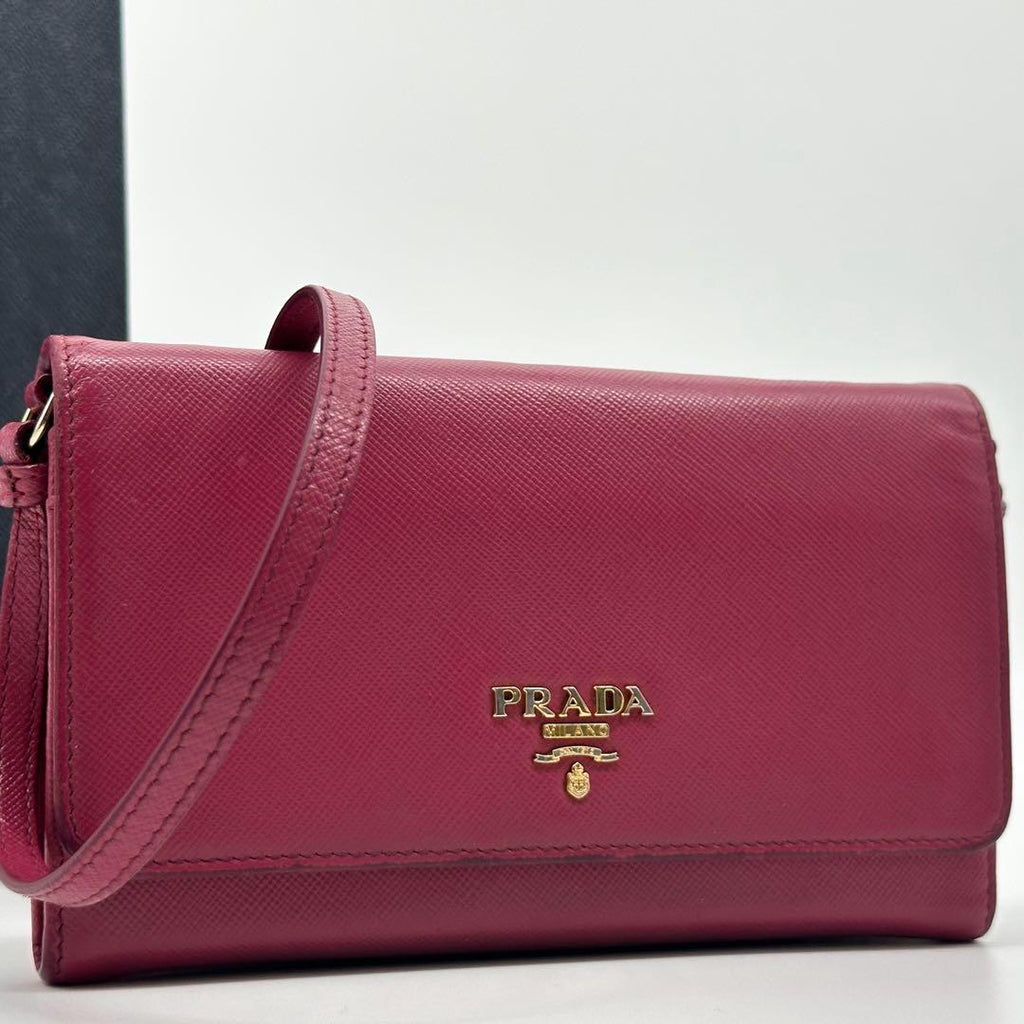 Prada Saffiano Shoulder Wallet Crossbody Leather