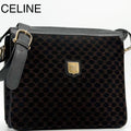 Celine Triomphe Macadam Suede Shoulder Bag Vintage