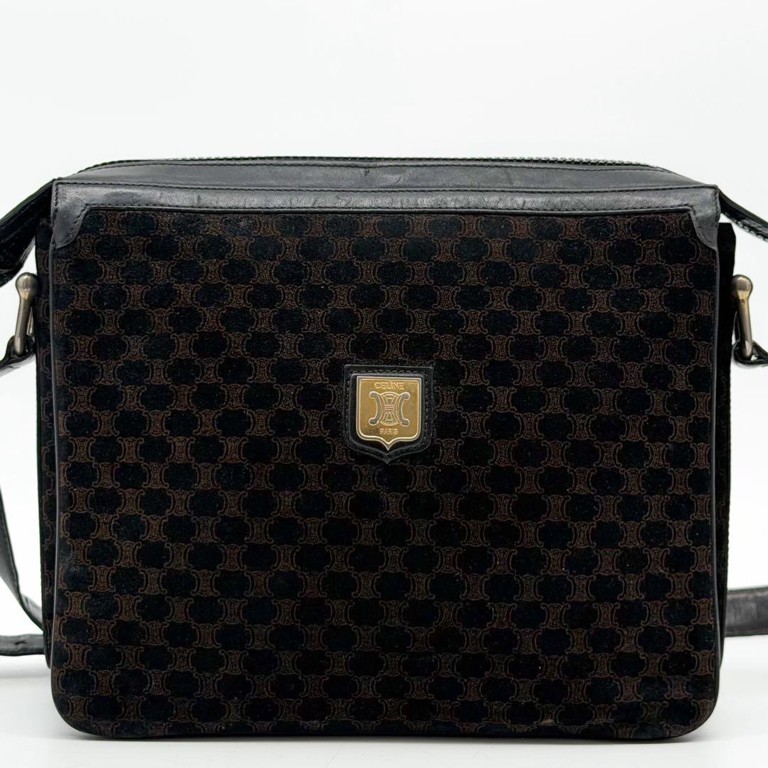 Celine Triomphe Macadam Suede Shoulder Bag Vintage — view 2