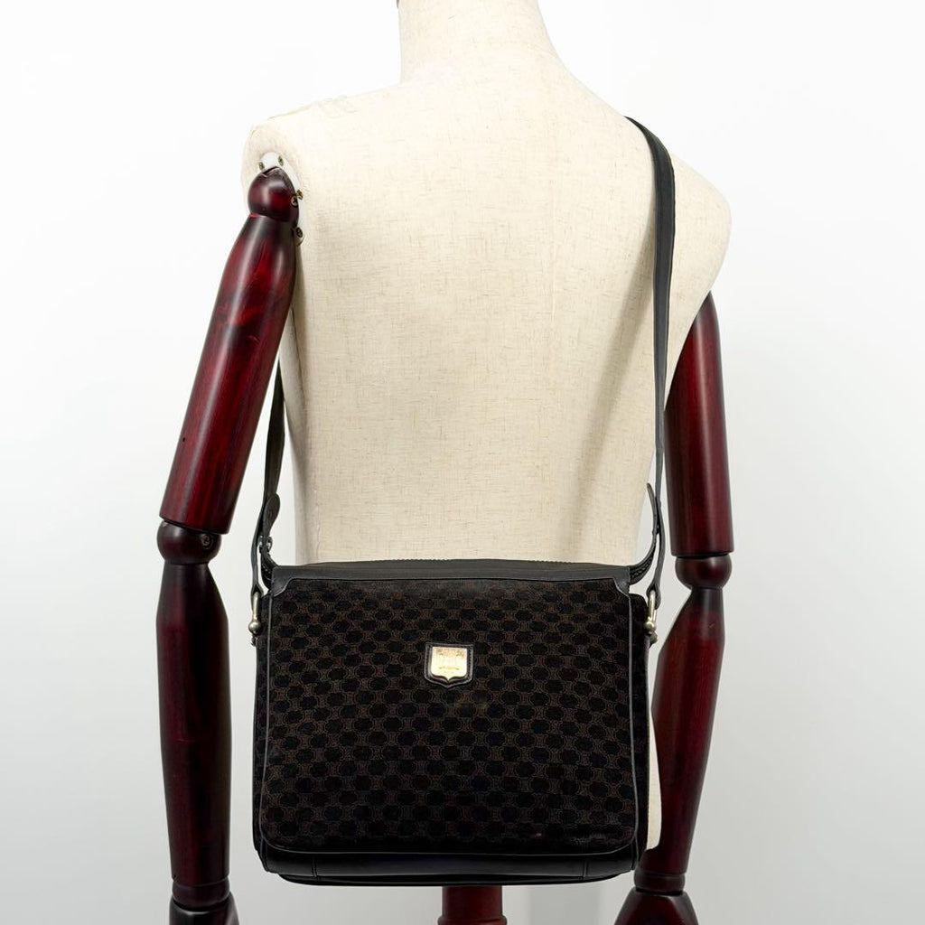Celine Triomphe Macadam Suede Shoulder Bag Vintage — view 4