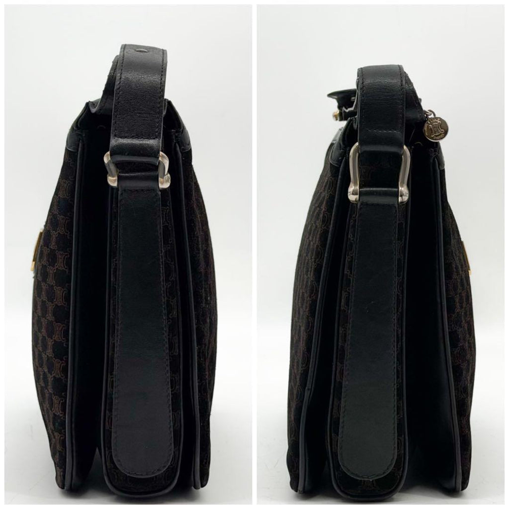 Celine Triomphe Macadam Suede Shoulder Bag Vintage — view 5