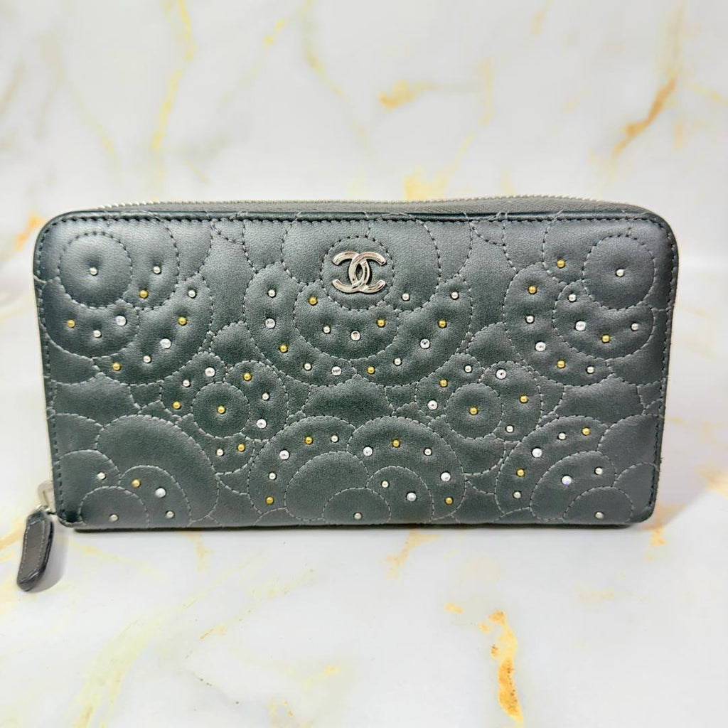 Chanel Camellia Studded Zip Around Wallet — view 2