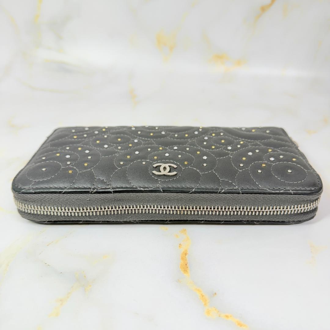 Chanel Camellia Studded Zip Around Wallet — view 5