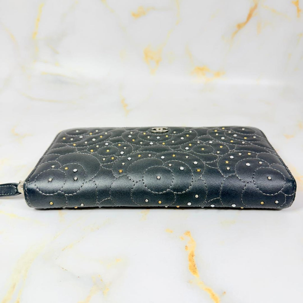 Chanel Camellia Studded Zip Around Wallet — view 6