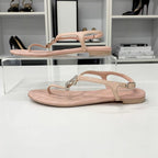 Chanel CC Logo Quilted Leather Thong Sandals Pink — view 3