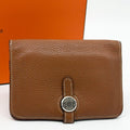 Hermes Dogon Compact Togo Bifold Brown Silver Wallet
