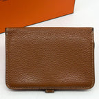 Hermes Dogon Compact Togo Bifold Brown Silver Wallet — view 3