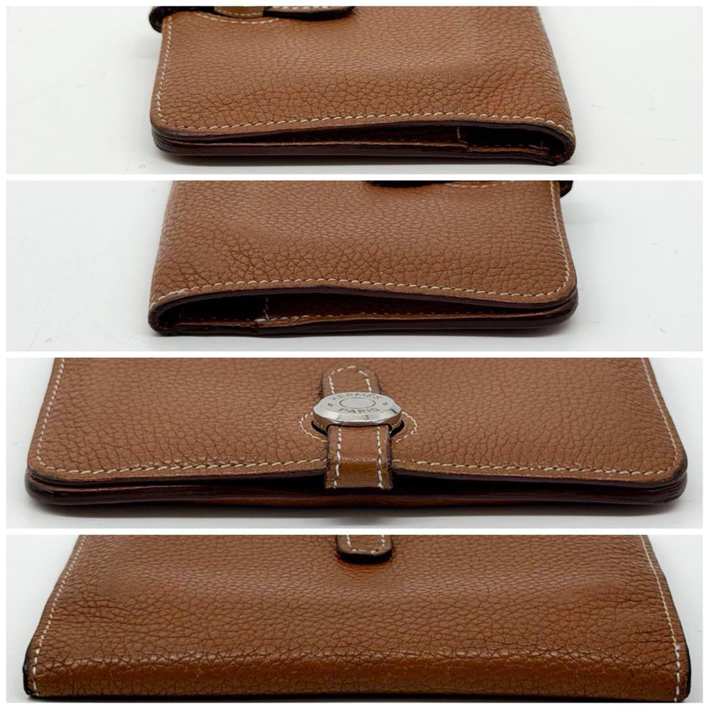Hermes Dogon Compact Togo Bifold Brown Silver Wallet — view 4