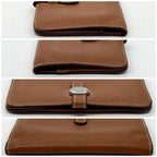 Hermes Dogon Compact Togo Bifold Brown Silver Wallet — view 4