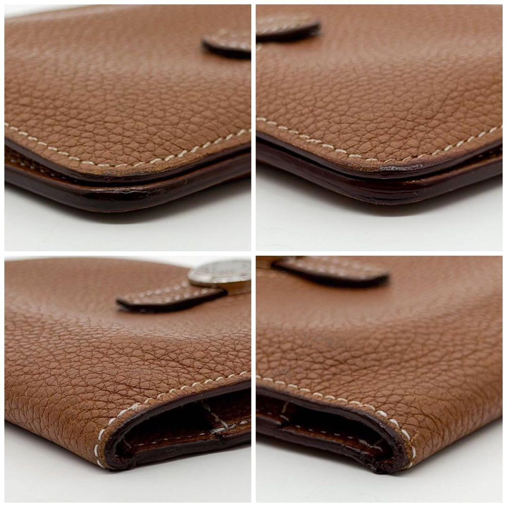 Hermes Dogon Compact Togo Bifold Brown Silver Wallet — view 5