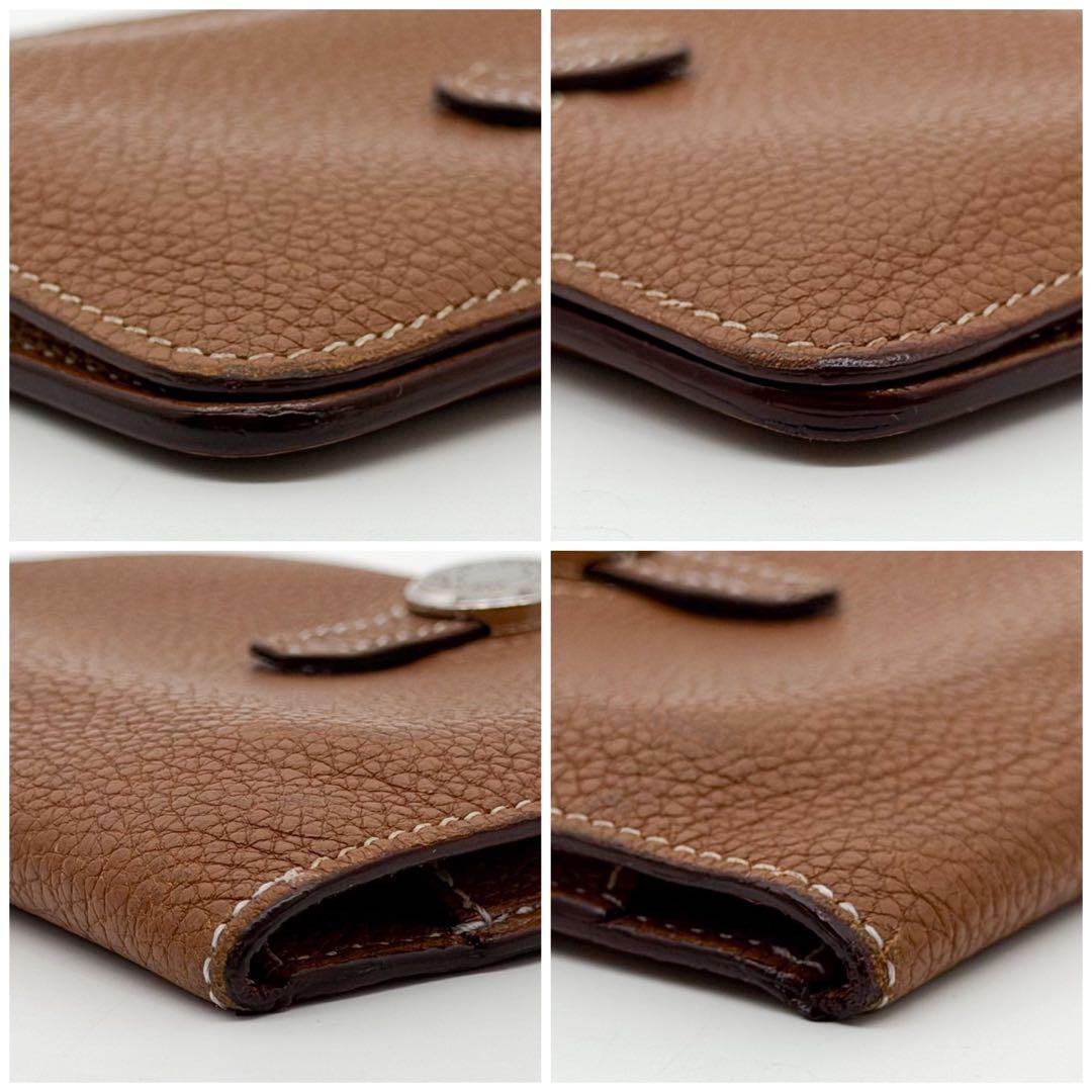 Hermes Dogon Compact Togo Bifold Brown Silver Wallet — view 5