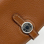 Hermes Dogon Compact Togo Bifold Brown Silver Wallet — view 6
