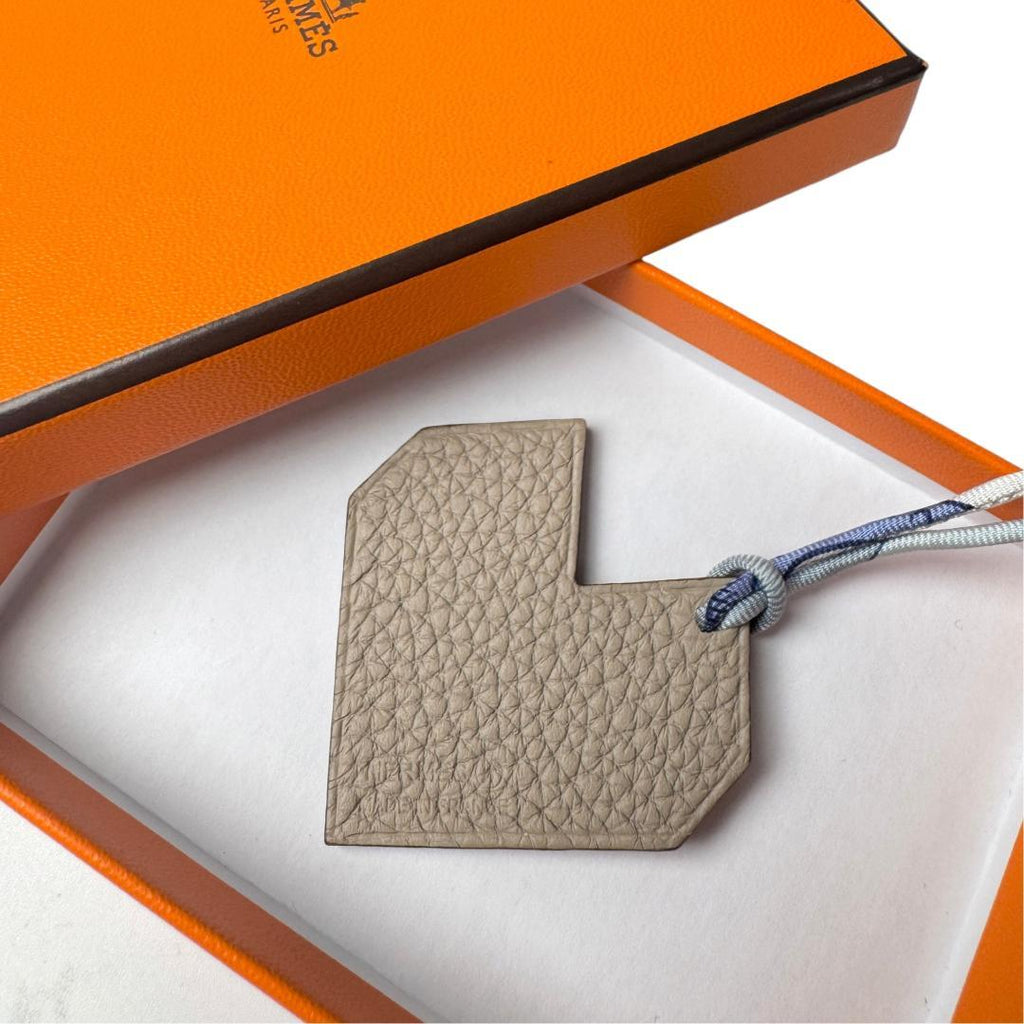 Hermes Petit H Charm Etoupe Orange Heart Keychain