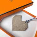 Hermes Petit H Charm Etoupe Orange Heart Keychain