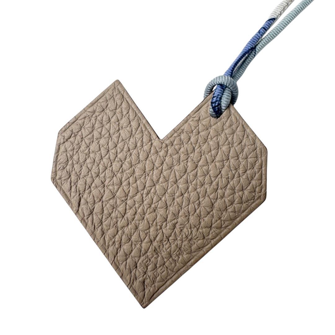 Hermes Petit H Charm Etoupe Orange Heart Keychain — view 2