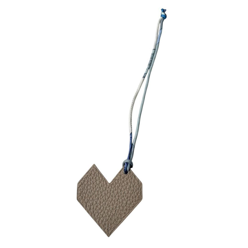 Hermes Petit H Charm Etoupe Orange Heart Keychain — view 3