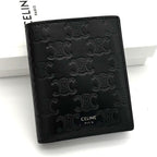 Celine Wallet Embossed Triomphe Leather Black Almost
