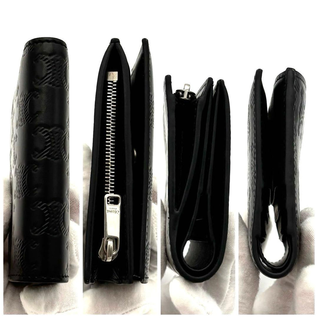 Celine Wallet Embossed Triomphe Leather Black Almost — view 7