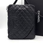 Chanel Cambon Line Leather Pochette Shoulder Bag Black