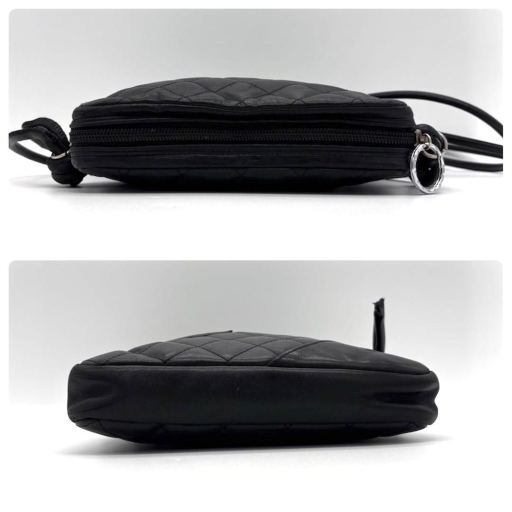 Chanel Cambon Line Leather Pochette Shoulder Bag Black — view 6